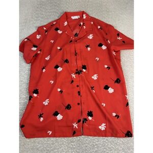 ASOS DESIGN Shirt Mens 3XL Red Floral Short Sleeve Button Up Camp Casual
